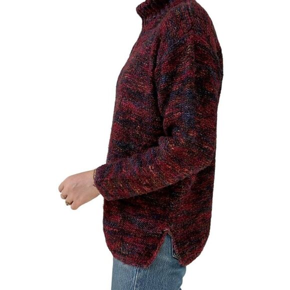 Vintage Peruvian Connection Hand Knit Rainbow 100% Wool Turtleneck Sweater Sz M - Picture 5 of 7